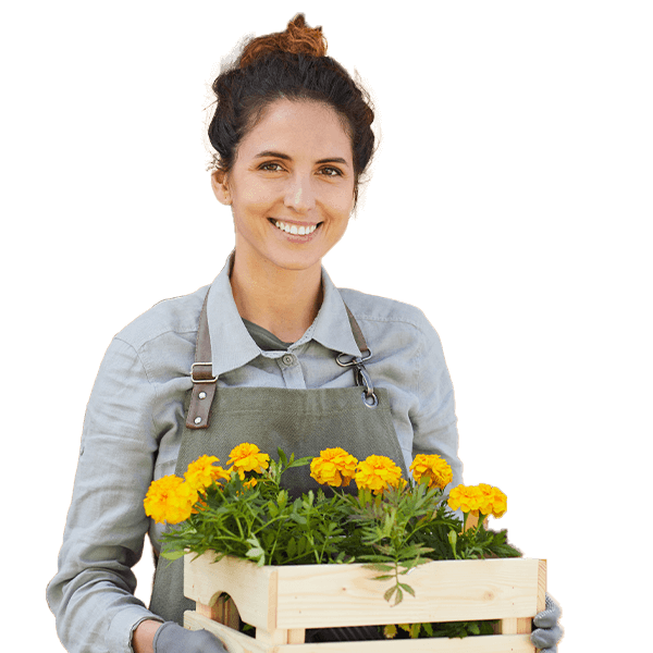 girl carrying bunch of flower plants