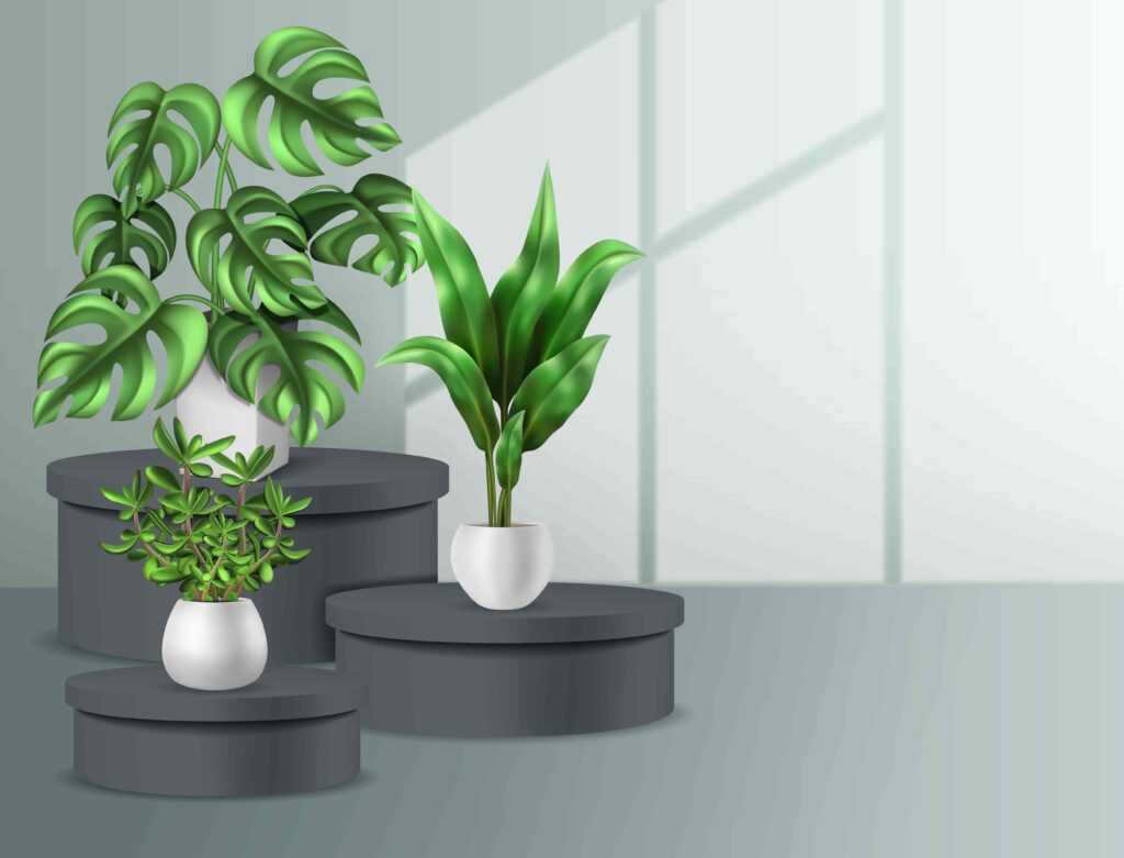 artificial plants and artificial trees for home vector images