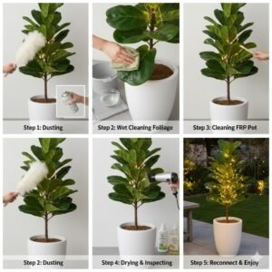 How to Clean Artificial Plants with LED & FRP Pots step by step guide