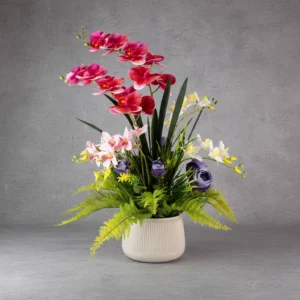 Flower Arrangement Contains Orchids, Roses, Dracina Lvs & Ferns