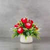 Flower Arrangement Contains Red & Pink Combo roses with grass & leave