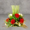Flower Arrangement Contains Red Roses flowers & tall spiky grasses