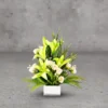 Green lilies, Roses & miniorchidswith grassesFlowerArrangement