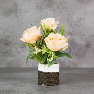 Pale Peach Rose with Grass Flower Arrangement