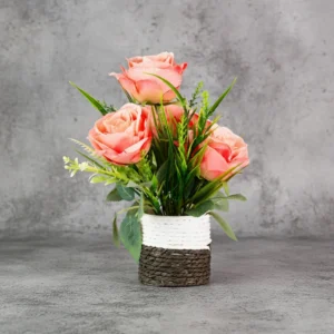 Peach Rose with Grass Flower Arrangement