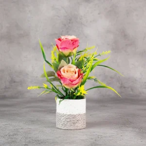 Pink Rose with Grass Flower Arrangement