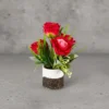 Scarlet Red Rose with Grass Flower Arrangement