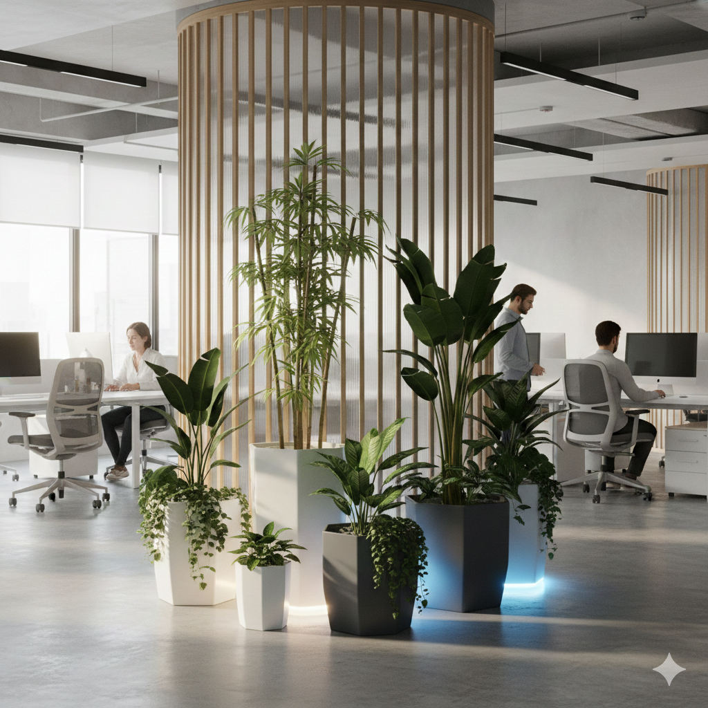 Artificial Plants with LED & FRP Pots for Office Gardens